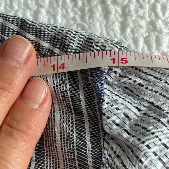 TOMMY HILFIGER Blue Gray White Stripe Shirt, Baby Doll Back Tab, Button Down - Picture 10 of 13